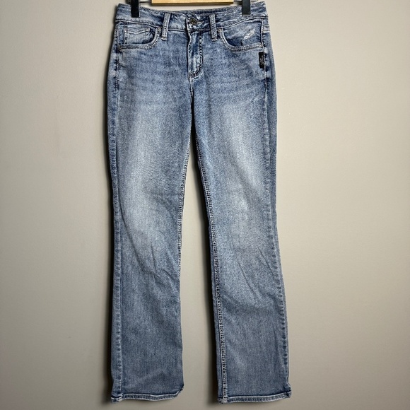 Silver Jeans Denim - Silver Jeans Women's SUKI Slim Bootcut Faded Blue Jeans Size W27‎ Stretch Casual